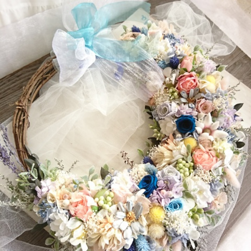 ♡受注対応♡プリザーブドフラワーリースブーケブートニアヘッド