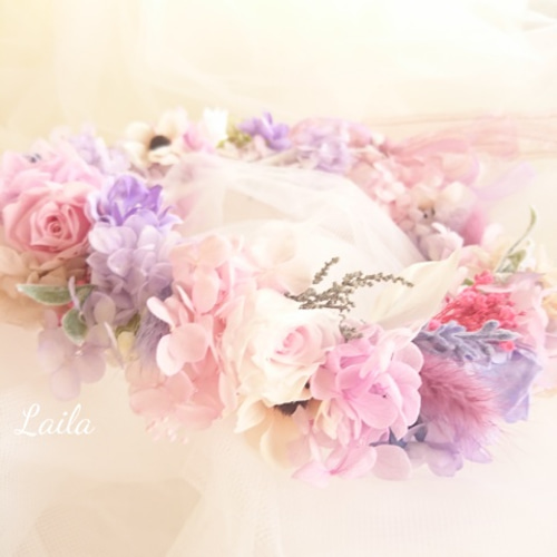 ♡受注対応♡プリザーブドフラワー花かんむりリースブーケヘッドドレス  