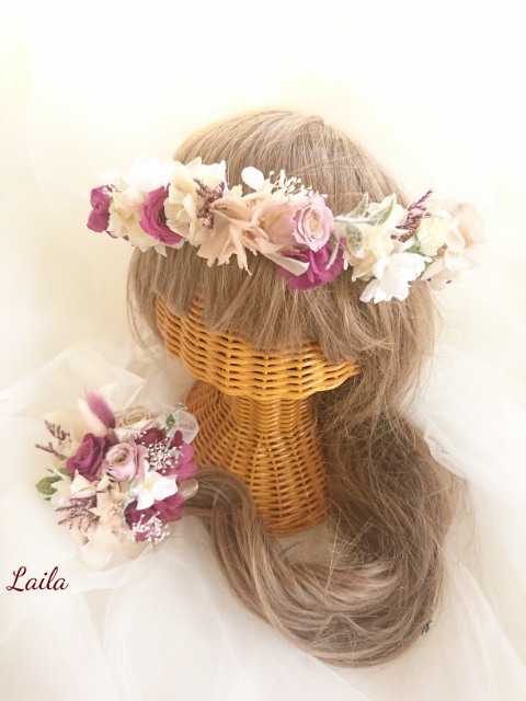 受注対応ウェディングリースブーケ専門店花かんむりリースブーケブートニアヘッドドレス花冠髪飾りオーダー承ります