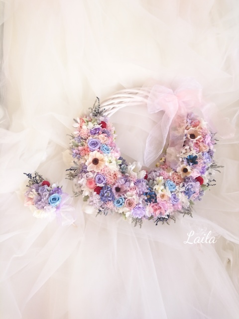 ♡受注対応♡プリザーブドフラワーリースブーケ フープブーケヘッドドレス花冠オーダー承ります ウェディング専門店春ブーケ