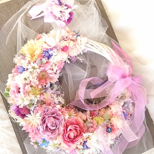 作品例ウェディング専門店ヘッドドレス花冠リースブーケブートニア