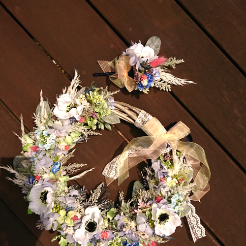 ◇受注対応◇ウェディングリースブーケブートニアヘッドドレス花冠  