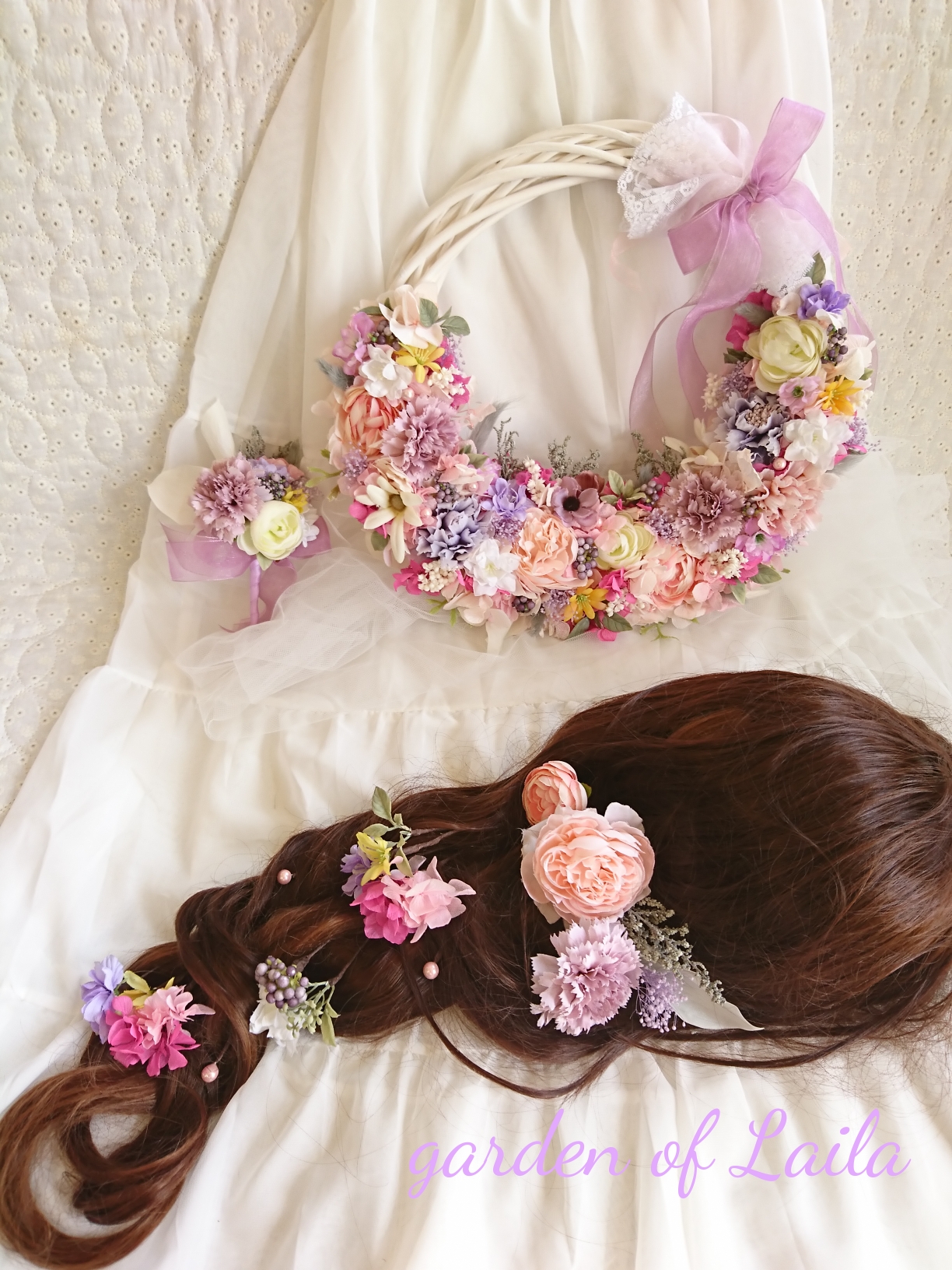 ♡受注対応♡ウェディングリースブーケブートニアヘッドドリストレットもオーダー承りますウェディングリースブーケ専門店 14,000円