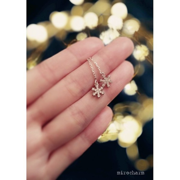 {Sv} *First Snow Earrings* ひとつぶ雪ピアス ゴールド/シルバー 4枚目の画像