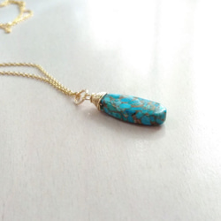 {14Kgf} カッパーターコイズ ドロップペンダント **Natural Copper Turquoise** 2枚目の画像