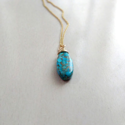 {14Kgf} カッパーターコイズ ドロップペンダント **Natural Copper Turquoise** 4枚目の画像