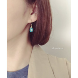 {14Kgf} カッパーターコイズ ドロップピアス** Natural Copper Turquoise** 4枚目の画像