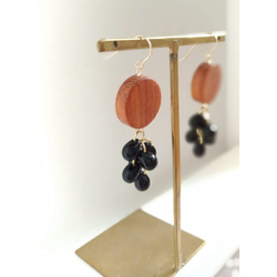 {14Kgf} drops n' drops earrings * ウッドピアス 2枚目の画像