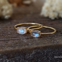 {オーダー}*Waterdrops Ring*天然レインボームーンストーン リング 1枚目の画像