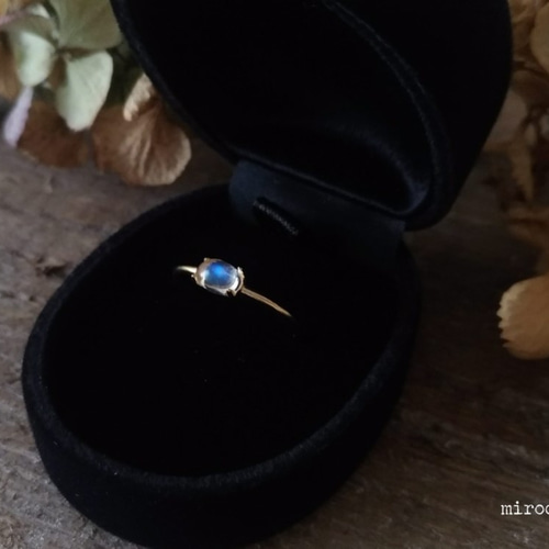 オーダー}*Waterdrops Ring*天然レインボームーンストーン