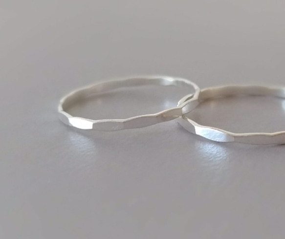 {Sv925}  *Simple Hummered Ring* シルバー細リング /9号 2枚目の画像