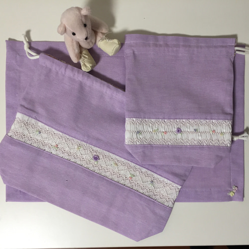 スモッキング刺繍お弁当袋：受注制作 弁当袋 atelierpivoine