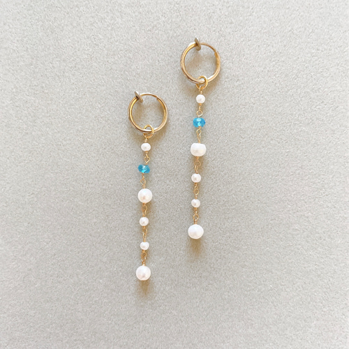 淡水パール＆ブルートパーズ＊ピアスorイヤリング