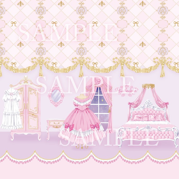 【Princess Bed Room】★上質紙　A4サイズ デザインペーパー 4枚目の画像