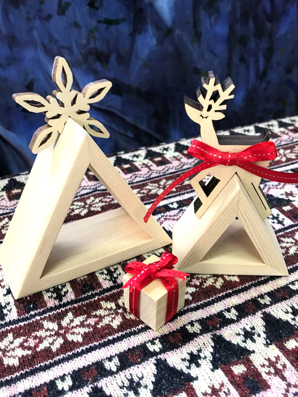 クリスマス　オブジェセット　トナカイのプレゼント 2枚目の画像