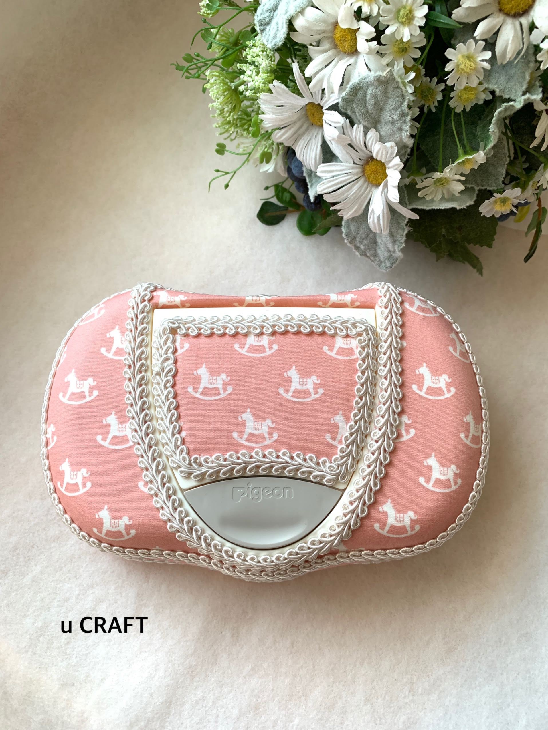 木馬柄 ウェットティッシュケース (おしりふきケース) ピンク 雑貨 