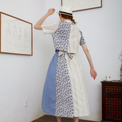 一枚でお洒落を纏う　異素材アシメスカート　ロングスカート　　コットンリネン 4枚目の画像
