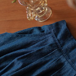 甘さ控えめのデニム風ロングギャザースカート　コットン 10枚目の画像