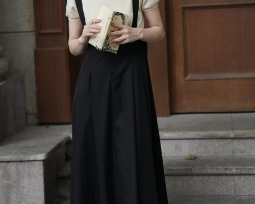 デイリー使いしやすい 吊りスカート サスペンダーの長さは調節可能