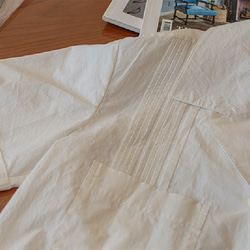 ヴィンテージ感溢れ　ホワイト　ピンタック入り　開襟シャツ　コットン 9枚目の画像