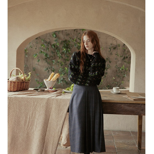 ヴィンテージ感溢れ 冬のプリーツスカート チェック柄 ロングスカート