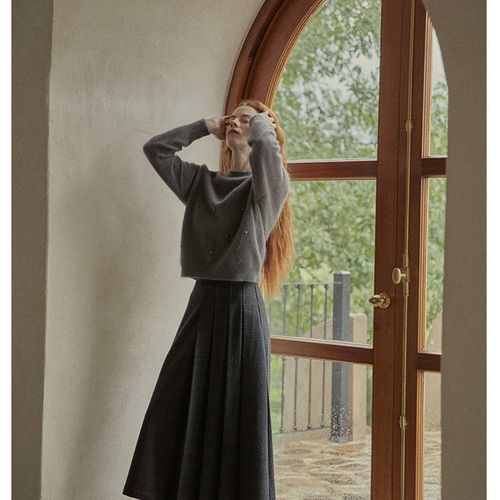 ヴィンテージ感溢れ 冬のプリーツスカート チェック柄 ロングスカート