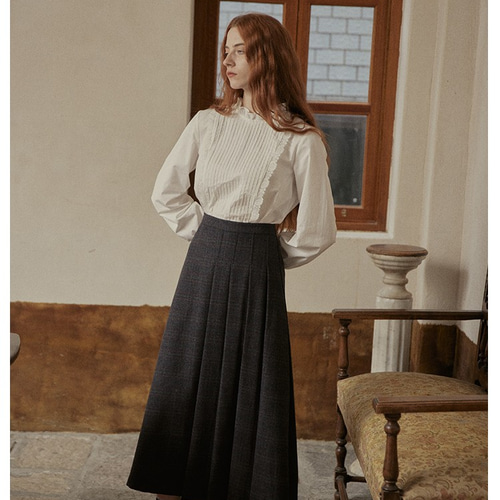 慈雨 ロングスカート 冬用 チェック ウール素材 セール】ウール調