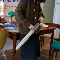軽くて暖かなウールカーデ　ケーブル織ウールセーター　ウール混 6枚目の画像