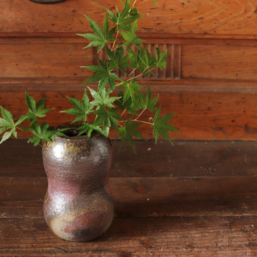 備前焼 花入(裂) h3-056 一輪挿し・花瓶・花器 宗兵衛窯 古川宗之輔