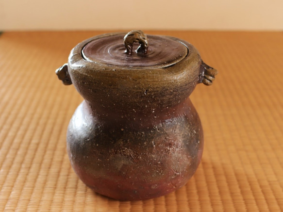 2471  備前焼 夢二窯　正造　耳付重餅水指　未使用 備前焼 耳付き水指 2471 備前焼 夢二窯 正造 耳付重餅水