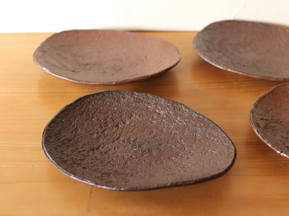 Bizen ware橢圓形盤，4件套（約17.5厘米）sr4-055 第2張的照片