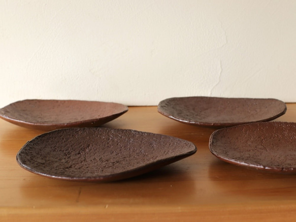 Bizen ware橢圓形盤，4件套（約17.5厘米）sr4-055 第3張的照片