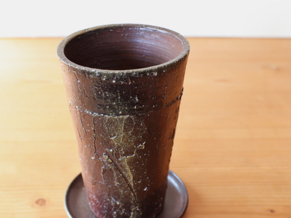 備前焼 植木鉢【受皿付き】 u-049 2枚目の画像