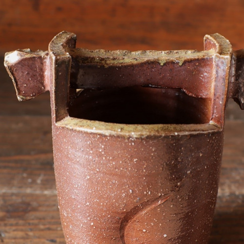 備前焼 手桶花入 h3-048 一輪挿し・花瓶・花器 宗兵衛窯 古川