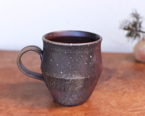 備前焼 コーヒーカップ(野草) c9-022 マグカップ 宗兵衛窯 古川宗之輔