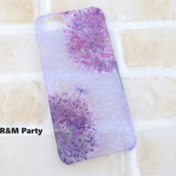 透かし和紙紫タンポポスマホケースiPhone12/iPhoneXR/iPhone11/iPhone11Pro 1枚目の画像