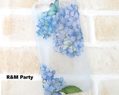 あ*お様 RRL 青色レザー 花柄ケース あ*お様 RRL 青色