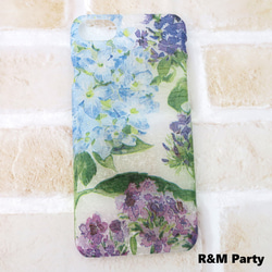 紫陽花のガーデン柄スマホケースiPhone11/iPhone12/iPhone14/アンドロイド 3枚目の画像