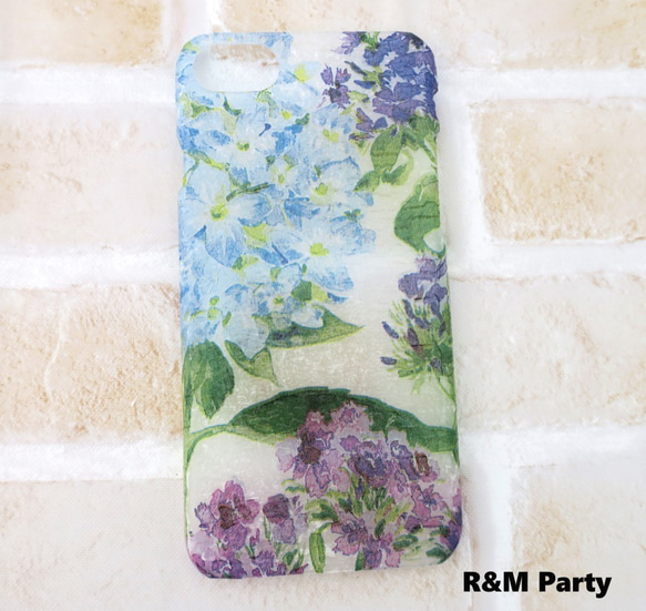 紫陽花のガーデン柄スマホケースiPhone11/iPhone12/iPhone14/アンドロイド 3枚目の画像