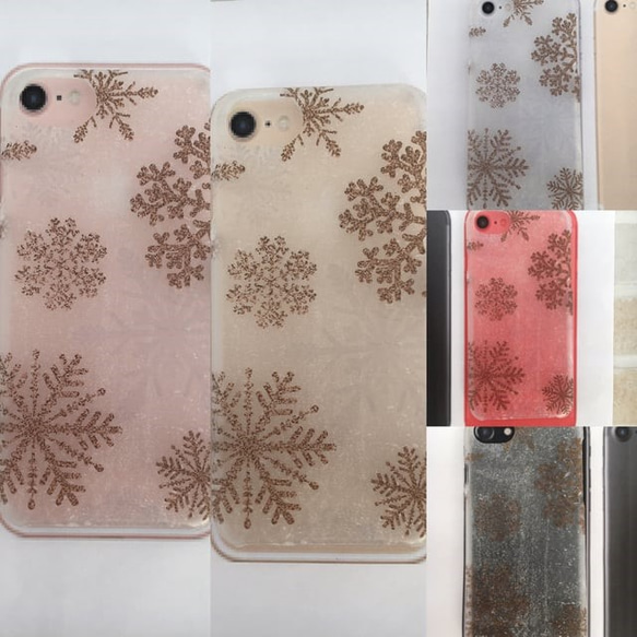 雪の結晶 柄スマホケースiPhone15/iPhone14/iPhone12/iPhoneXR/iPhone11/ 3枚目の画像