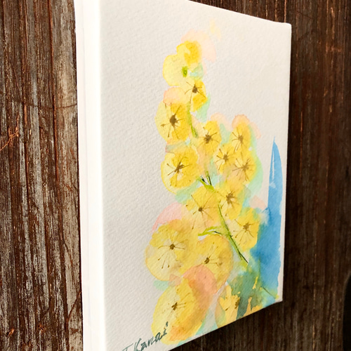 ☆小さな原画パネルアート☆f0パネル水彩画（ミモザ） 絵画