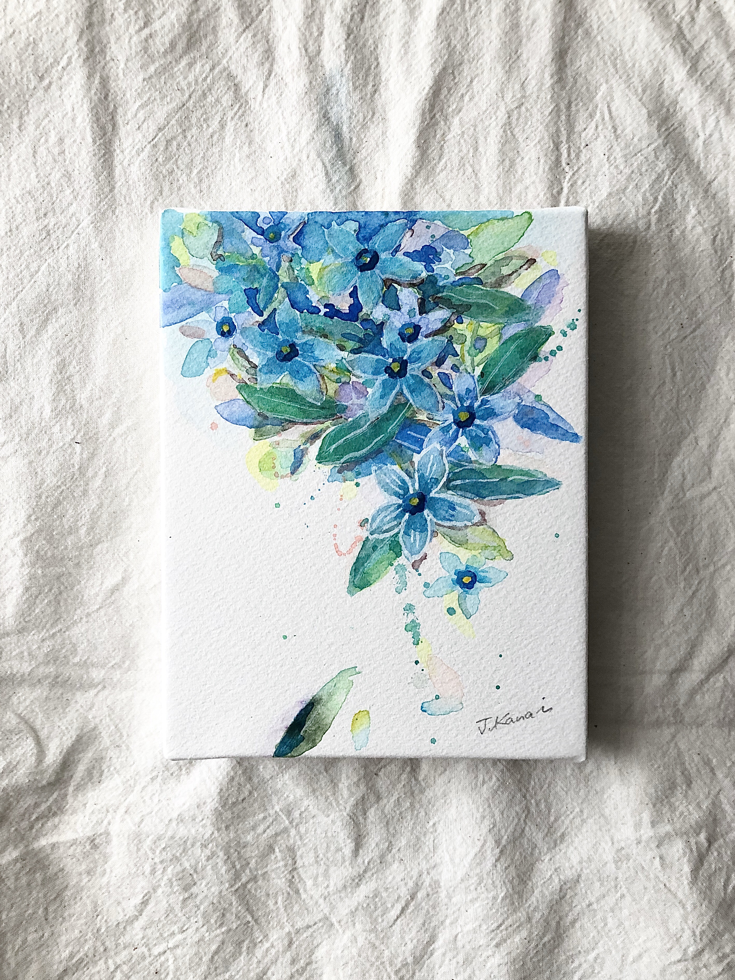 水彩画　原画　小輪ペチュニア　エポック