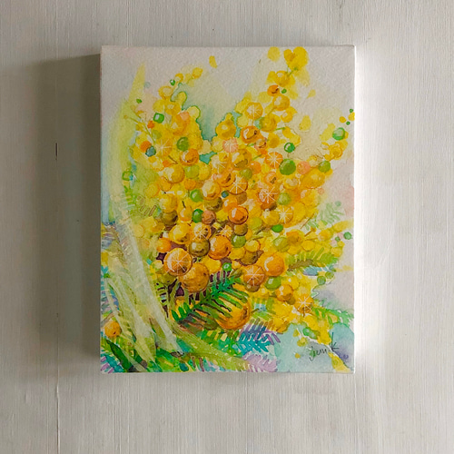 洋服通販 - 新作アイテムを 小さな原画パネルアート」☆水彩画（ミモザ06） 絵画 絵画