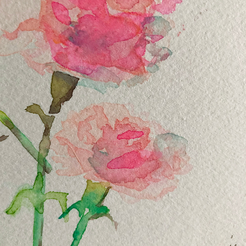 小さなアート原画f0パネル（水彩画）カーネーション01 絵画