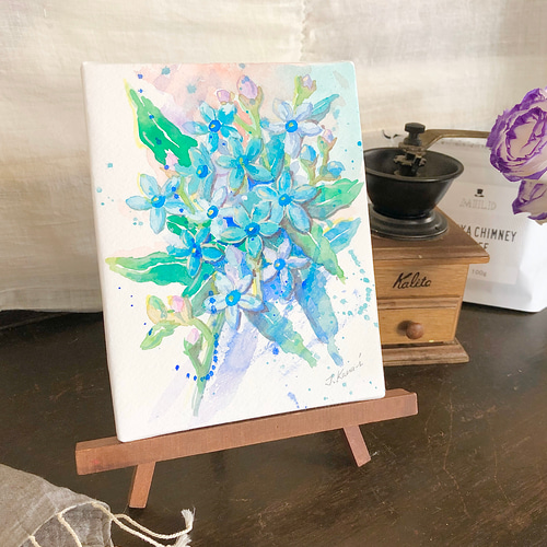 キャンディのお花が咲きました 手のひらサイズ 水彩画原画