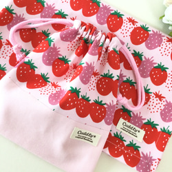 ♡40×60㎝・strawberry milk ★大判ランチセット♡～いちごボーダー～ 2枚目の画像