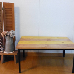 木と鉄のローテーブル 横幅80cm 1枚目の画像