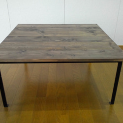 木と鉄のローテーブル  80cm正方形 3枚目の画像