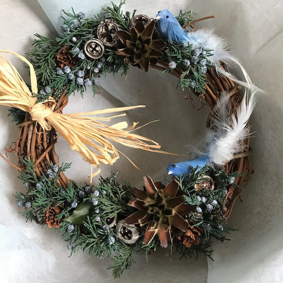 幸せの青い鳥☆クリスマスリース