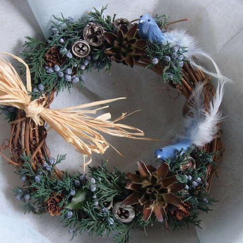 冬の青いリース 幸せの青い鳥リース プリザーブドフラワー ZILL 通販 3070485